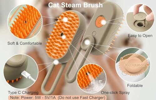 Brosse de Massage Électrique 3 en 1 pour Chat